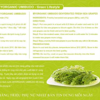 Hộp 300g, 12 x 25g rong nho tách nước MyOrganic Umibudo + 01 chai xốt mè rang 180ml