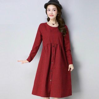 ĐẦM BABYDOLL CARO TAY DÀI 2 MÀU