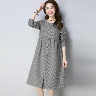 ĐẦM BABYDOLL CARO TAY DÀI 2 MÀU