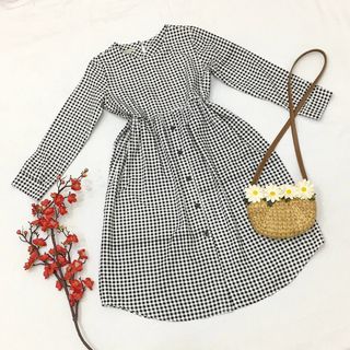 ĐẦM BABYDOLL CARO TAY DÀI 2 MÀU