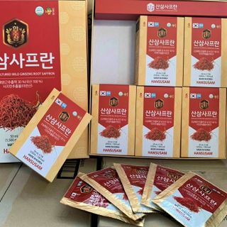 Nước Chiết Xuất Hồng Sâm Núi Nhụy Hoa Nghệ Tây Saffron Hansusam Hộp 30 Gói x 50ml