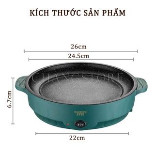 Chảo Nướng Điện Mini Đa Năng 26cm, Bếp Nướng Điện Chống Dính, Nướng Thịt BBQ Hàn Quốc