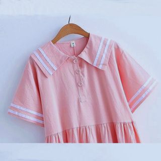 ĐẦM BABYDOLL HỒNG VIỀN TRẮNG