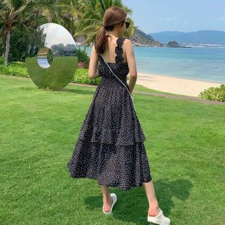 ĐẦM MAXI BI ĐEN THUN EO