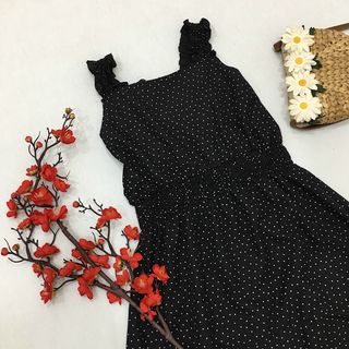 ĐẦM MAXI BI ĐEN THUN EO