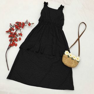 ĐẦM MAXI BI ĐEN THUN EO
