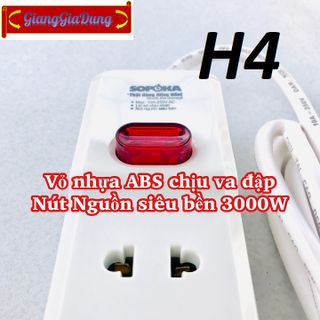 Ổ Cắm Điện 6 Cổng SOPOKA 6M2 Chịu Tải 2200W - 2.5 Mét - Nút Nguồn Siêu Bền