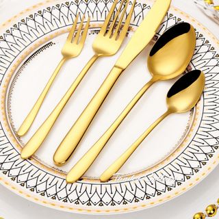 Dao, Muỗng, Nĩa Inox Vàng Gold Sang Trọng Cho Gia Đình, Nhà Hàng, Quán Ăn