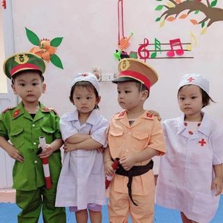 sỉ bộ bác sĩ bé mầm non gồm áo + mũ giá rẻ