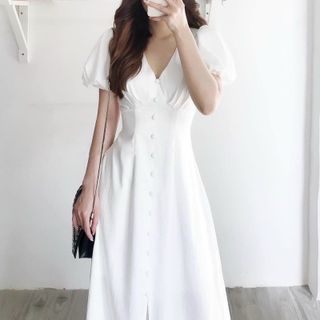 ĐẦM NÚT BỌC NHÚN NGỰC 2 MÀU