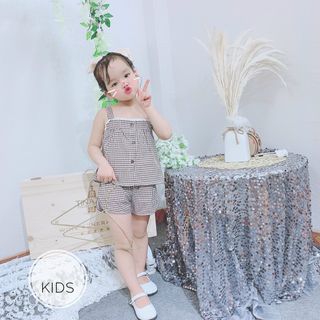 Bộ Quần Áo Kẻ Caro Cho Bé Gái Từ 8-23kg