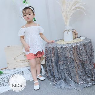 Bộ Quần Áo Ren Nhập Và Quần Đũi Lưng Chun Cho Bé Gái Từ 6-15kg