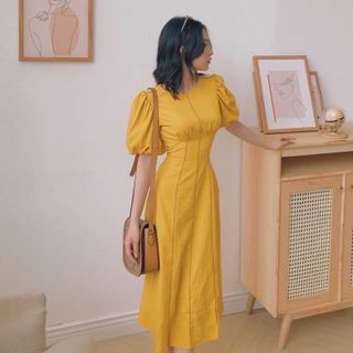ĐẦM CỔ VIỀN SỌC NÂU 2 MÀU