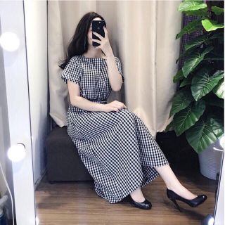 ĐẦM CARO FORM DÀI KÈM ĐAI