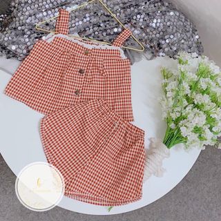 Bộ Quần Áo Kẻ Caro Cho Bé Gái Từ 8-23kg