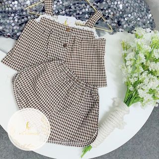 Bộ Quần Áo Kẻ Caro Cho Bé Gái Từ 8-23kg