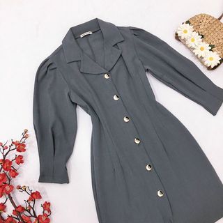 ĐẦM SƠ MI XÁM TAY LỠ