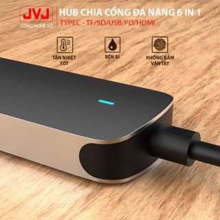 Hub USB typec JVJ C6 Plus 6 trong 1 cổng chuyển đổi chia cổng Type-C sang USB 3.0 SD, USB 2.0, Type C, TF, 4K HDMI