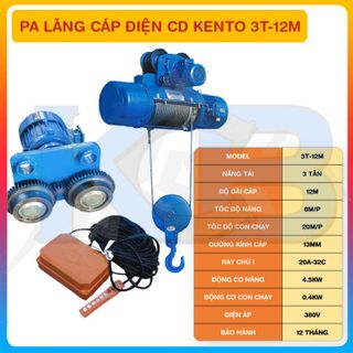 Pa Lăng Cáp Điện CD Kento 3 Tấn 12 Mét giá sỉ