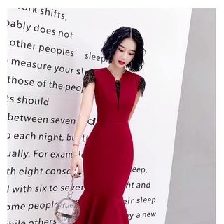 ĐẦM ÔM ĐUÔI CÁ PHỐI REN MI - DT1491 - xưởng may đô thành