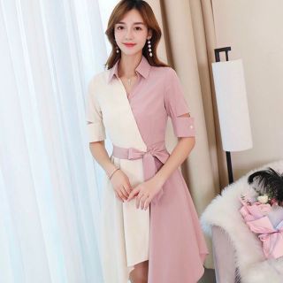 ĐẦM SƠ MI HỒNG PHỐI TRẮNG