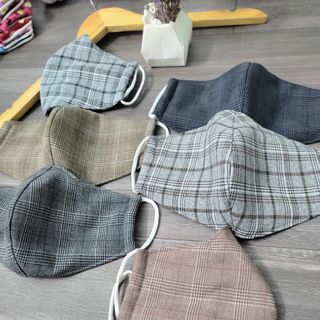 Khẩu trang 2 lớp cotton caro siêu mềm mịn, siêu thoáng