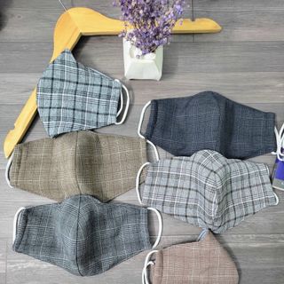 Khẩu trang 2 lớp cotton caro siêu mềm mịn, siêu thoáng