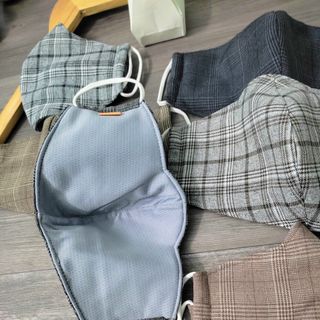 Khẩu trang 2 lớp cotton caro siêu mềm mịn, siêu thoáng