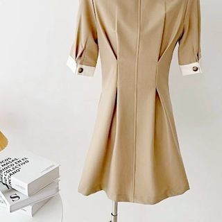 ĐẦM KEM CỔ PHỐI TRẮNG
