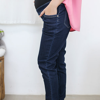 Quần bầu jean dài trơn xanh đen