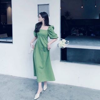 ĐẦM MINT CỔ VUÔNG FORM DÀI