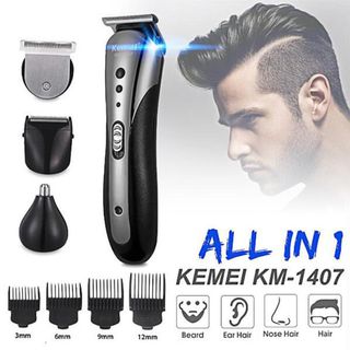 Tông Đơ Cắt Tóc Kemei KM-1407 - Kiêm Máy Cạo Râu + Máy Tỉa Lông mũi