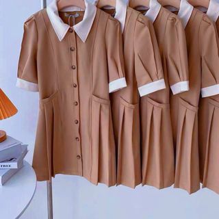 ĐẦM NÂU PHỐI CỔ KEM