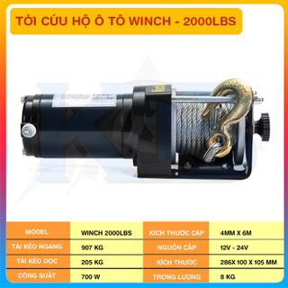Tời Ắc Quy -Tời cứu hộ ô tô Winch - 2000LBS (900kg) giá sỉ
