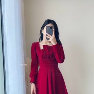 ĐẦM VÁY ĐI TIỆC SANG CHẢNH TAY DÀI CỔ TẦNG 2 MÀU
