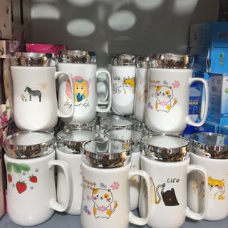 Ly sứ nắp soi gương 350ml