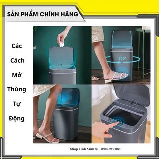 Thùng Rác Thông Minh Cảm Ứng Tự Động Đóng Mở Nắp Đèn LED