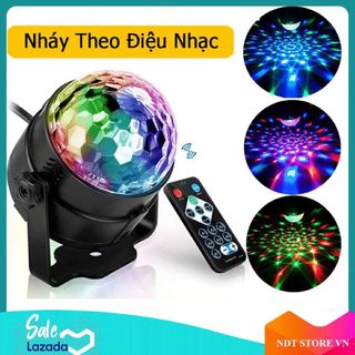 ( KÈM REMOTE ) Đèn LED 7 màu vũ trường cảm ứng theo nhạc bóng LED siêu sáng chiếu rộng dùng trang trí quán karaoke bar sân khấu các buổi tiệc vui cùng bạn bè - Đèn cảm ứng âm thanh nháy theo nhạc giá sỉ