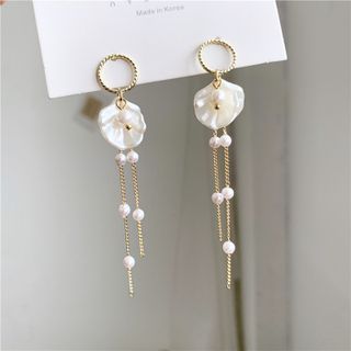 Khuyên tai hoa trắng Hàn Quốc dáng dài