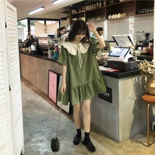 ĐẦM BABYDOLL RÊU CỔ TRẮNG