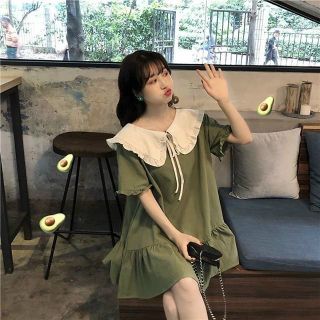 ĐẦM BABYDOLL RÊU CỔ TRẮNG