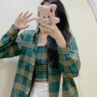 Áo trong áo ngoài sọc cảo