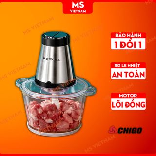 Máy Xay thịt Chính hãng Chigo - Có rơ-le nhiệt + khóa an toàn- dung tích 2 lit - MS Vietnam