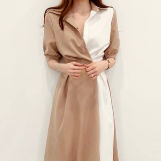 ĐẦM SƠ MI PHỐI TRẮNG FORM DÀI
