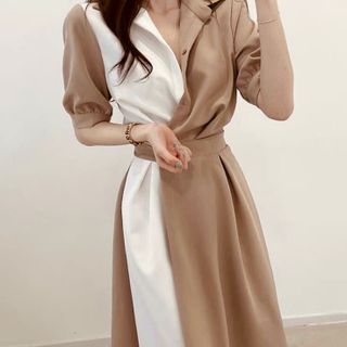 ĐẦM SƠ MI PHỐI TRẮNG FORM DÀI