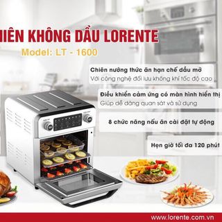 Nồi Chiên Không Dầu 16L Lorente LT 1600- Điều Khiển Cảm Ứng-8 Chế Độ Cài Đặt Sẵn