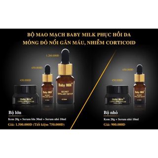 [HOT] Bộ Mao Mạch Baby Milk Phục Hồi Da Mỏng Đỏ Nhiễm Corticoid - Hàng Hiệu Cao Thiên Nhi