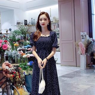 ĐẦM BI NHÚN CỔ U 2 MÀU