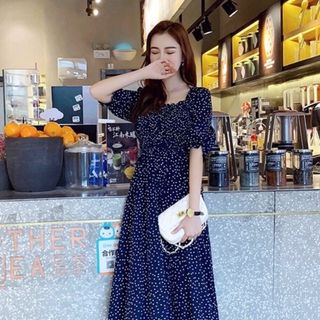 ĐẦM BI NHÚN CỔ U 2 MÀU