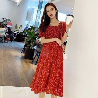 ĐẦM BI NHÚN CỔ U 2 MÀU